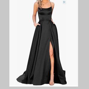 Black satin dress